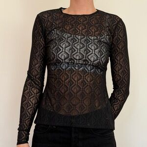 Marine Serre Black Patterned Sheer Top
